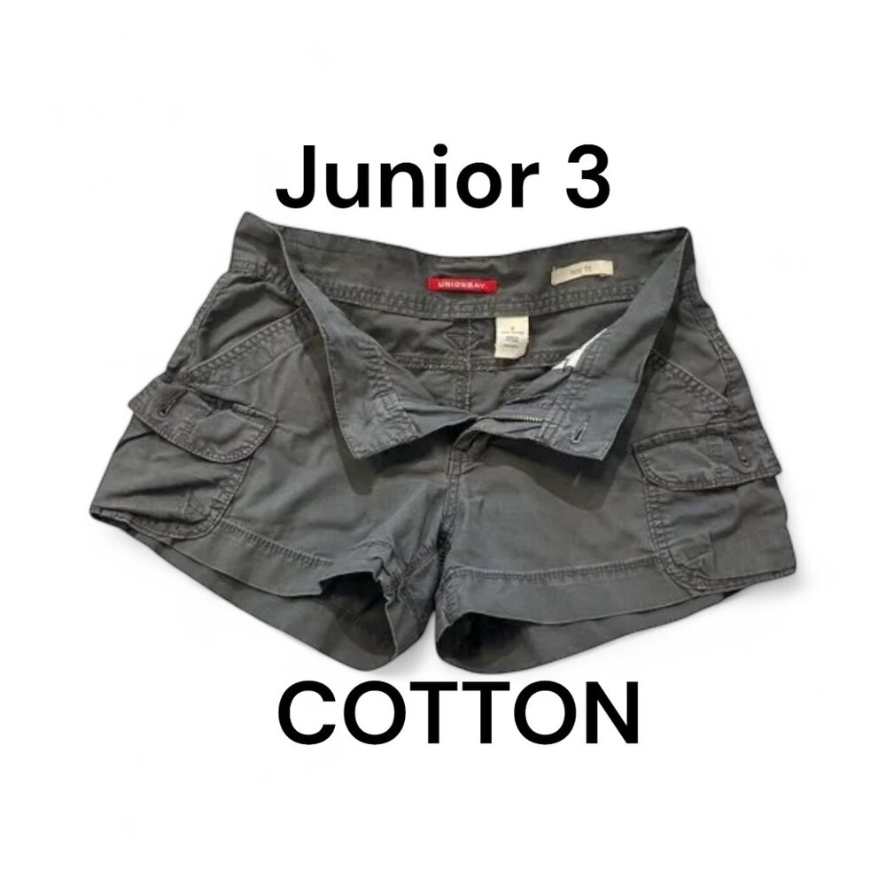 UNIONBAY Utility Shorts Junior Sz 3 Boy Fit 100% Cotton Union Bay Grey 6 Pockets
